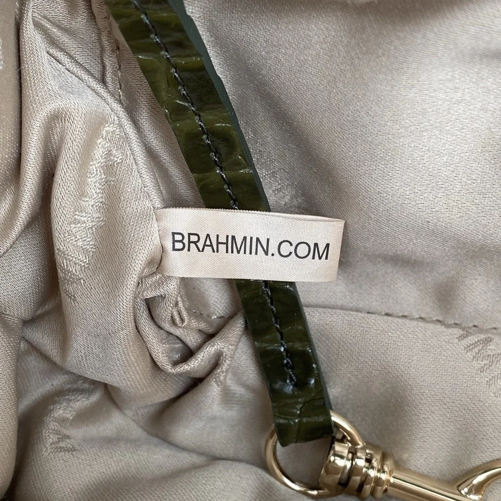Brahmin Small Hallie Green Brookhaven Crossbody Satchel Top Handle Bag